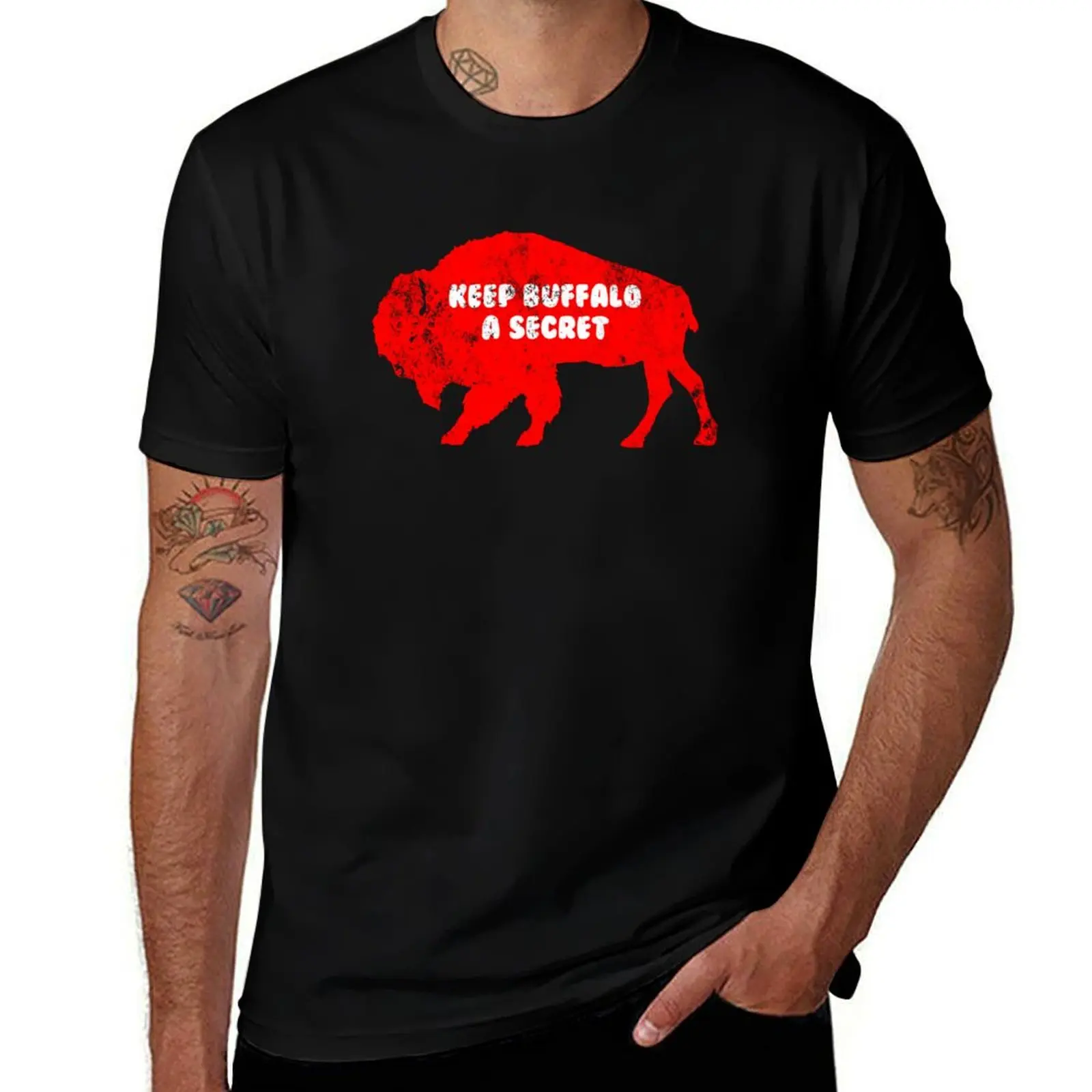 Keep Buffalo a secret - Grunge T-Shirt Art Pattern Printed Casual Top