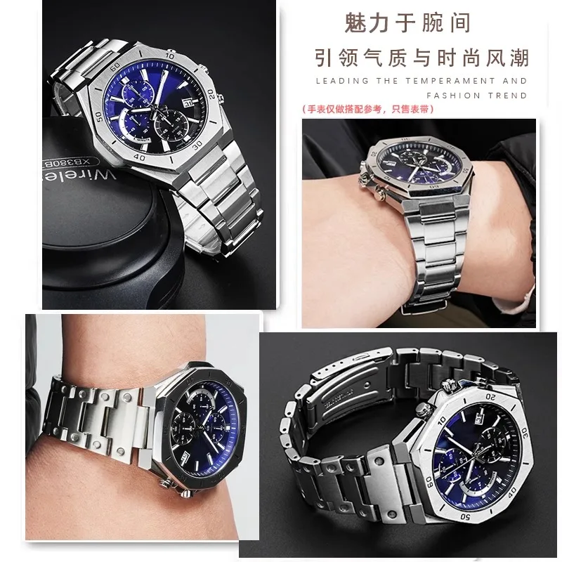 Metal Stainless steel Strap For Casio Watchband Edifice series Farm Oak EFB-680 ECB10YD Watch Band Men's Convex 12mm 14mm Strap view 3