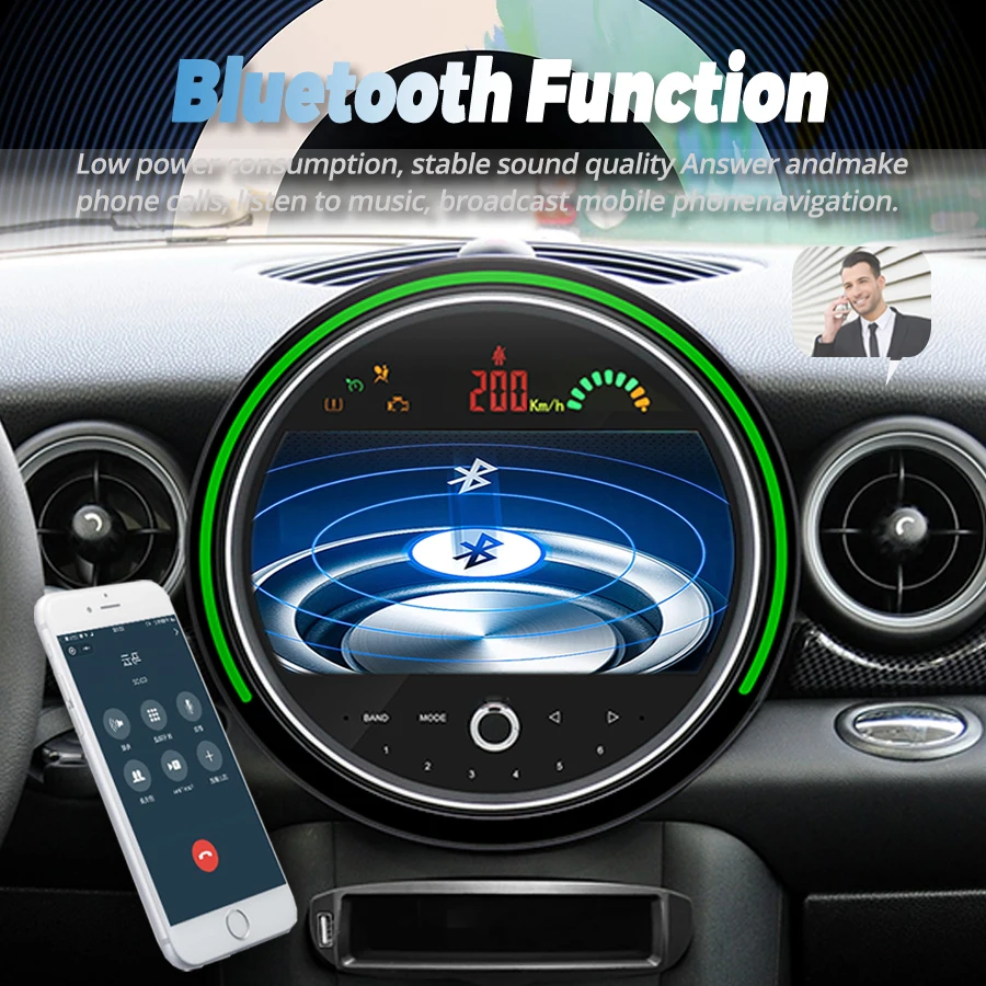 For BMW Mini R56 2007-2010 Car Radio 9inch Android 13 Navigation Wireless Carplay GPS Video Stereo Screen Multimedia 8GB + 256GB