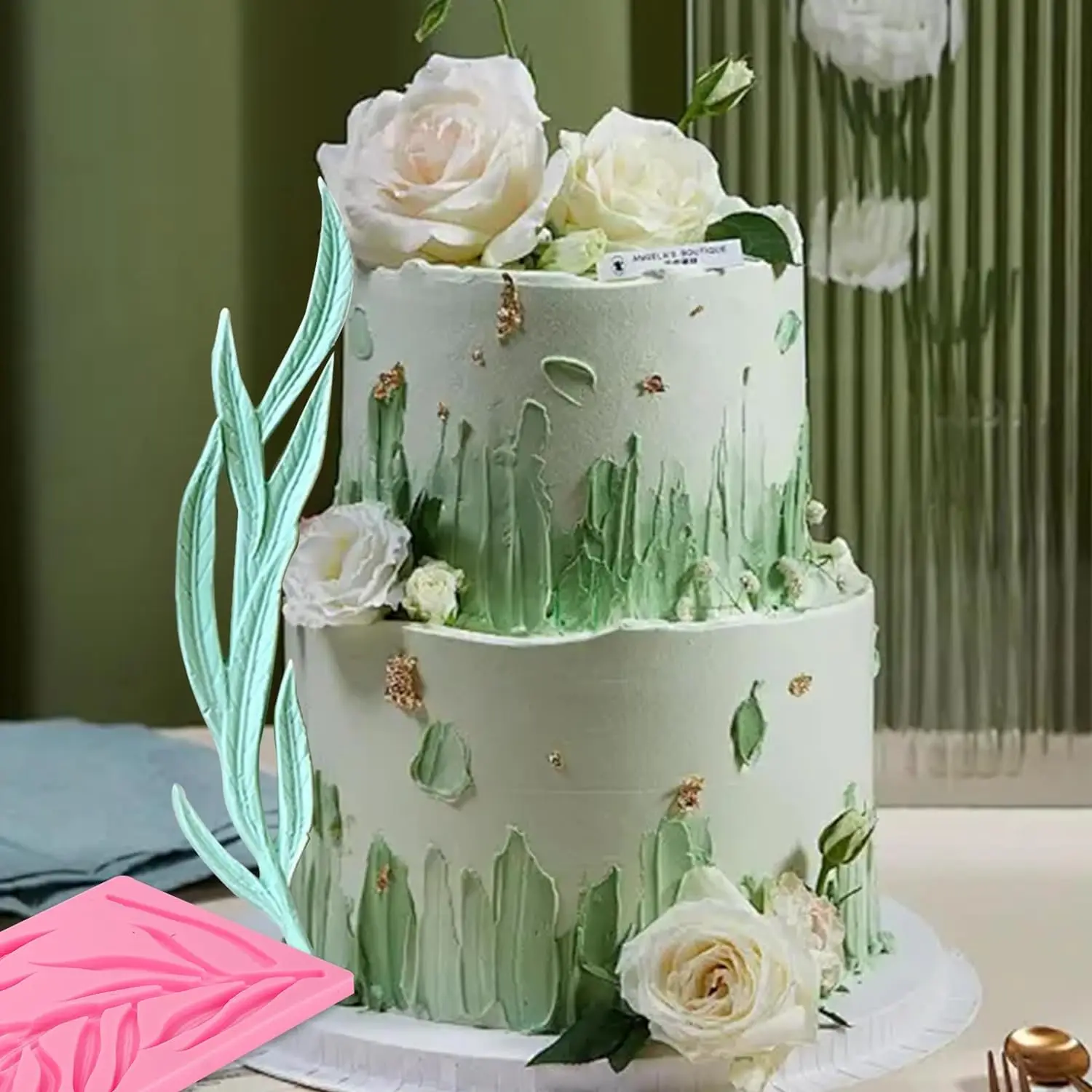Molde de silicona de hoja de sauce, Decoración de Pastel de vid, flor de Rama, molde de Fondant para Baby Showers, artesanía de azúcar, arcilla, resina, yeso Diy