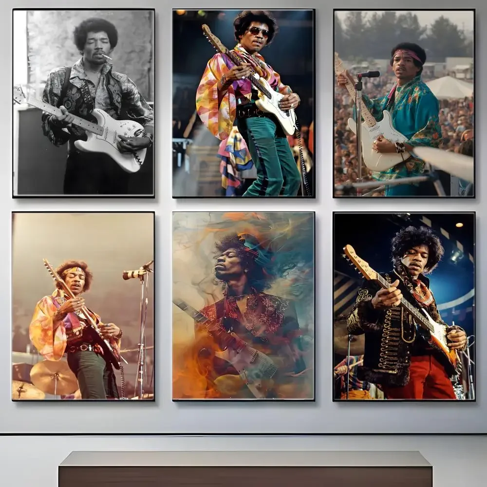 Psychedelic Rock J-Jimi Hendrix Poster Crease Free Waterproof Durable All Space Wall Decor