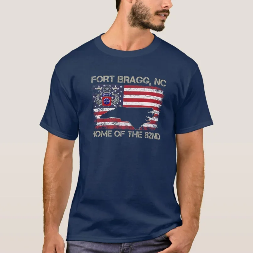 Fort Bragg NC - Home of The 82Nd Airborne - Veteran T-Shirt New 100% Cotton O-Neck Short Sleeve Casual Mens T-shirt Size S-3XL