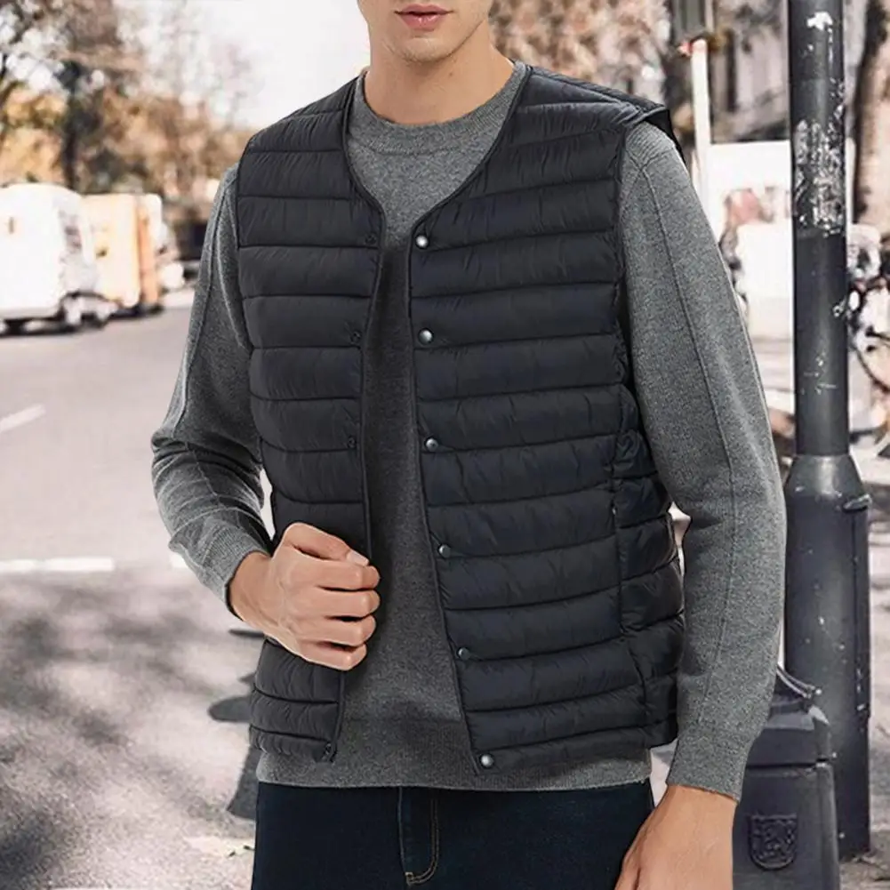 Men Down Vest Man Clothing Ultra Light Down Waistcoat Portable Padded Sleeveless Coat Man Winter Round Collar Warm Liner Jackets