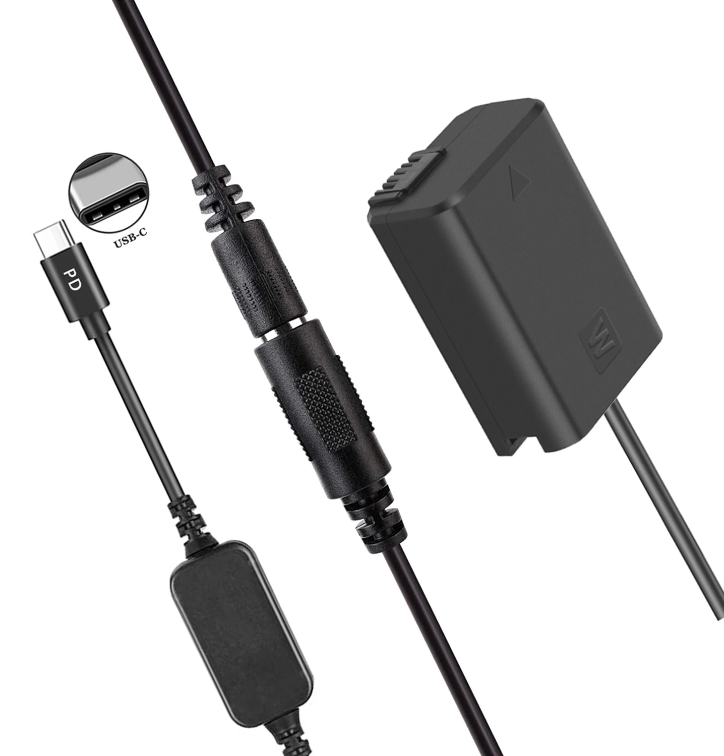 USB-C NP-FW50 bateria manequim dc adaptador ac AC-PW20 para sony alpha a6400 ILCE-6400 6500 6300 6000 5100 5000 3000 câmera