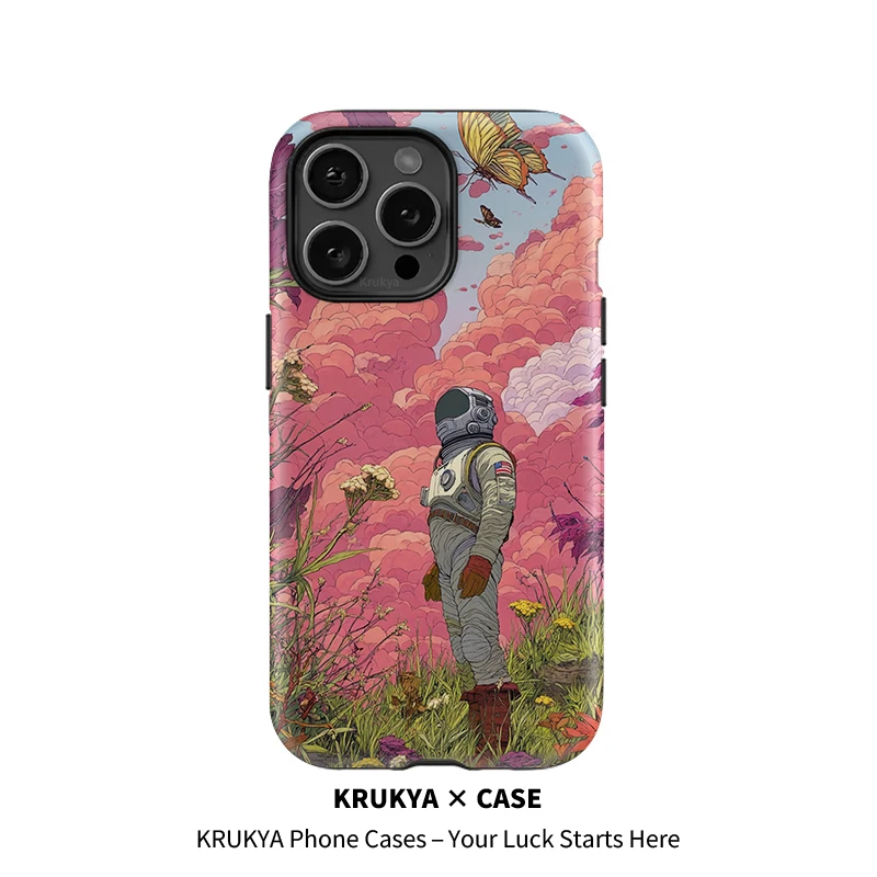 

Krukya Matte Silicone Phone Case for iPhone 11 16 17 Air 15 14 12 13 Pro Max XR XS Max SE 2020 Soft Flower Butterfly Man Cover
