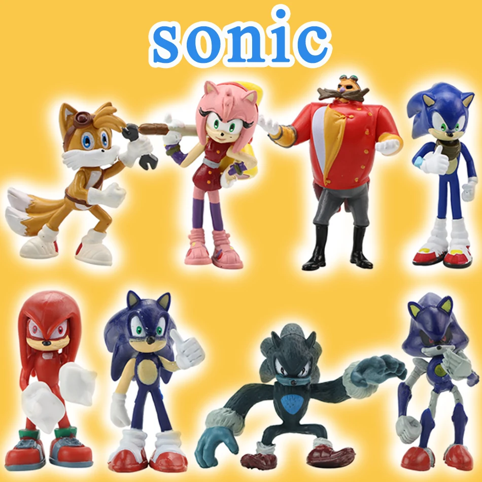 Trzy style 6 sztuk ogony Sonic Werehog figurki niebieski cień lalka figurki z kreskówek kolekcjonerskie lalki dla dzieci jeż zabawka