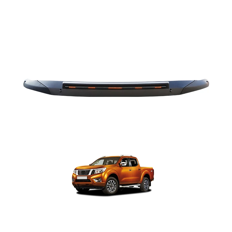 High Quality Injection Black Bonnet Guard with Streamer Light  Auto Exterior Accessories for Nissan Navara 2015-2021