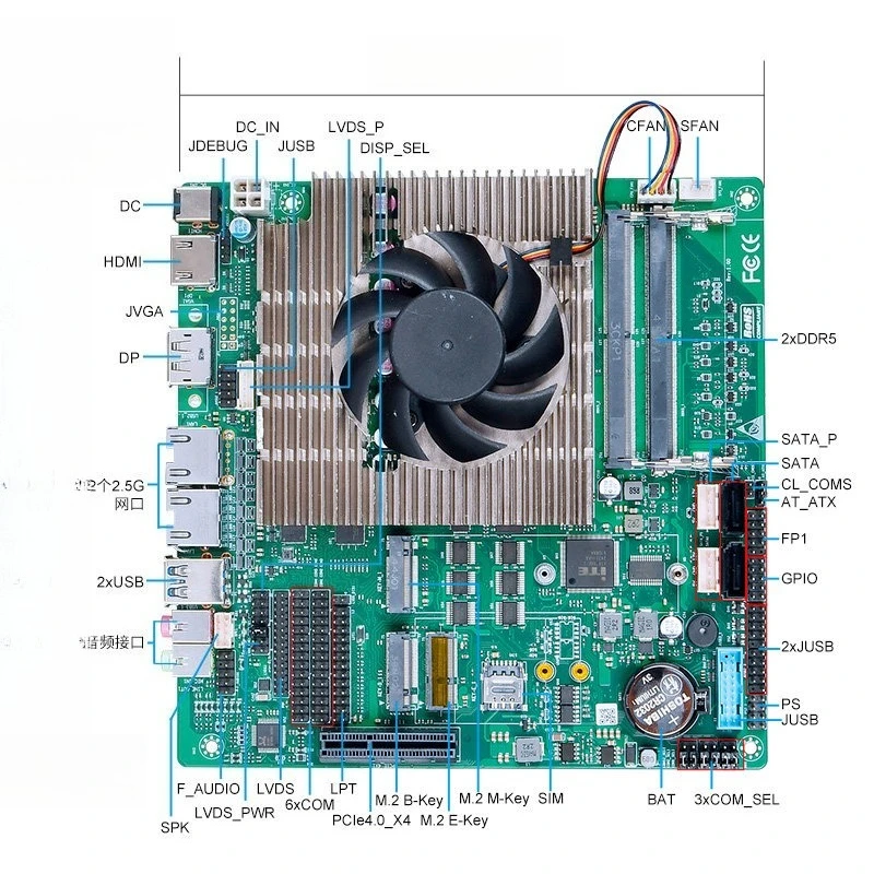 For Industrial Control Main Board Ultra125/155/255h Mini ITX Dual Network Port 6 String LVDS Industrial All-in-one Machine