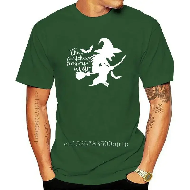 Mens Clothing The Witching Hour Is Near T-shirt Funny Witch Graphic Tee Shirt Top Autumn Women Short Sleeve Halloween Party Tshi