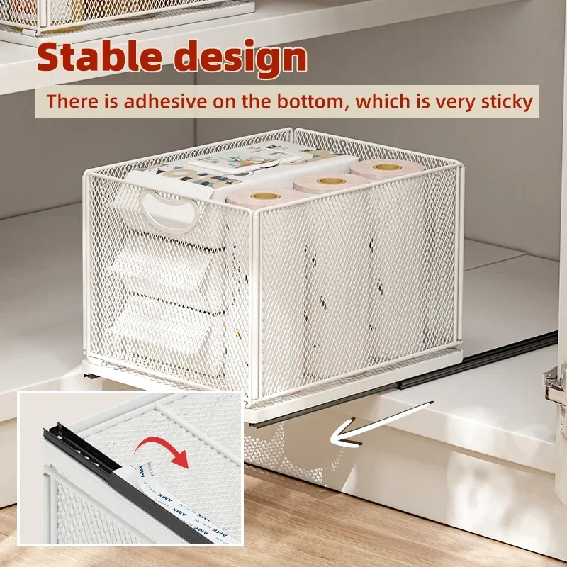 Kitchen Storage Rack with Slide Rails Under Sink Organizer Rack Pull-out Cabinets Organizer Kitchen Drawer Spice Pantry Shelves