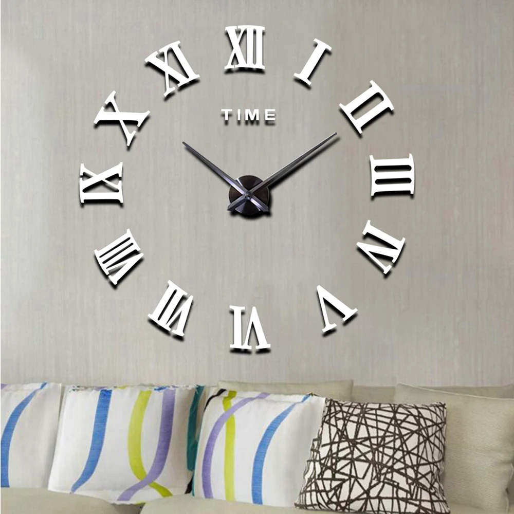 

Large 3D Mirror Wall Clock Elegant Fashion Wall Clock For Living Room