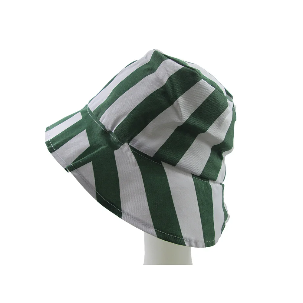 Green White Stripes Bucket Hat Anime Bleach Cosplay Urahara Kisuke