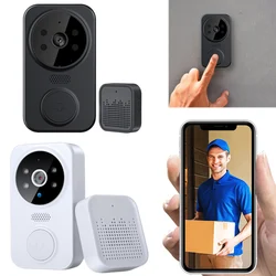 Campainha de vídeo sem fio WiFi com Chime App, monitoramento remoto, campainha inteligente, câmera da porta frontal, vigilância ao ar livre interior