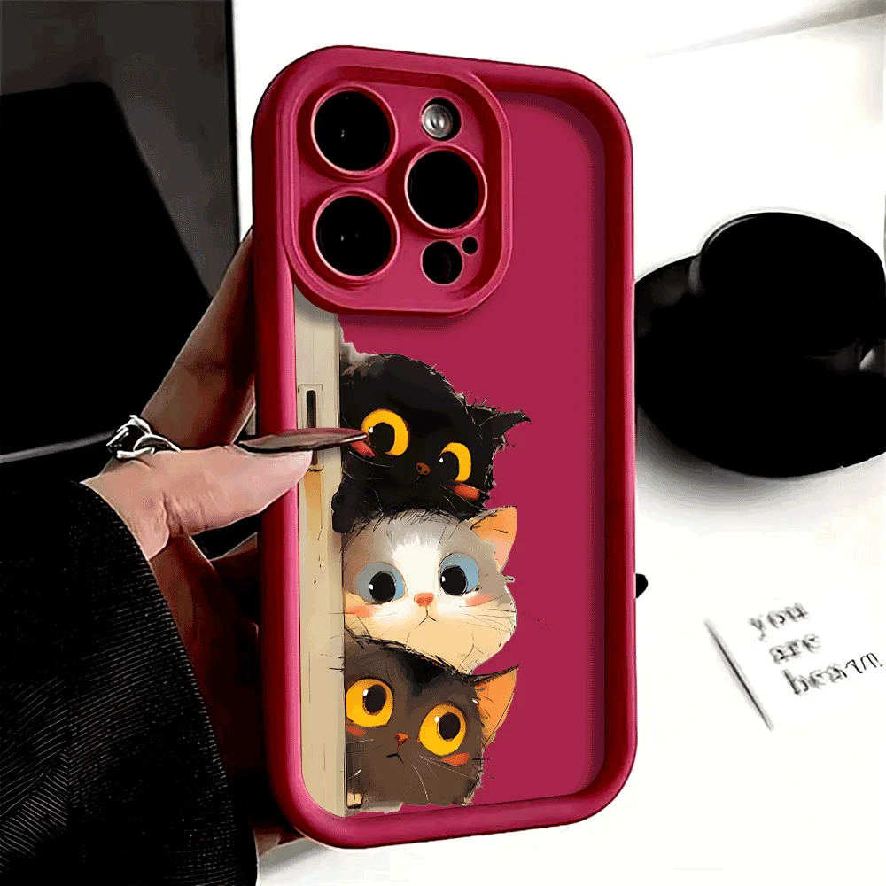 Stoßfeste Handyhülle für iPhone 16 15 14 13 12 11 Pro Max XS XR X 14 15 16 Plus 12 13 Mini Lustige Cartoon-Katze Silikonhülle – Detail 14