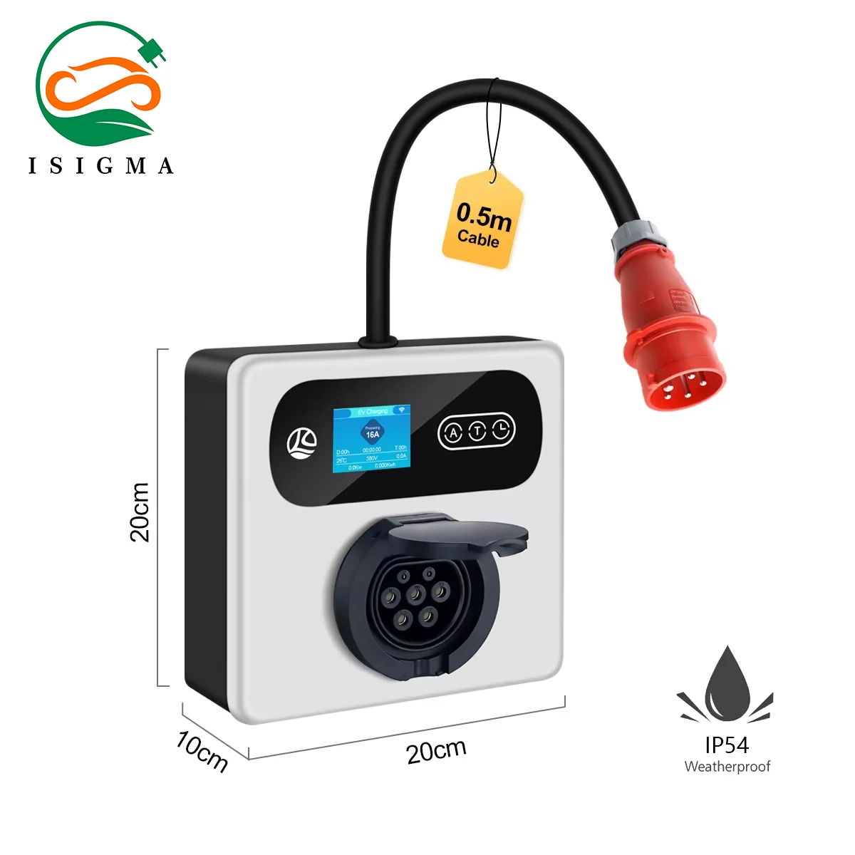 Isigma 32a 7kw ev carregador móvel wallbox 16a 11kw cee para tipo 2 soquete via tuya app definido tempo de carregamento para veículo elétrico