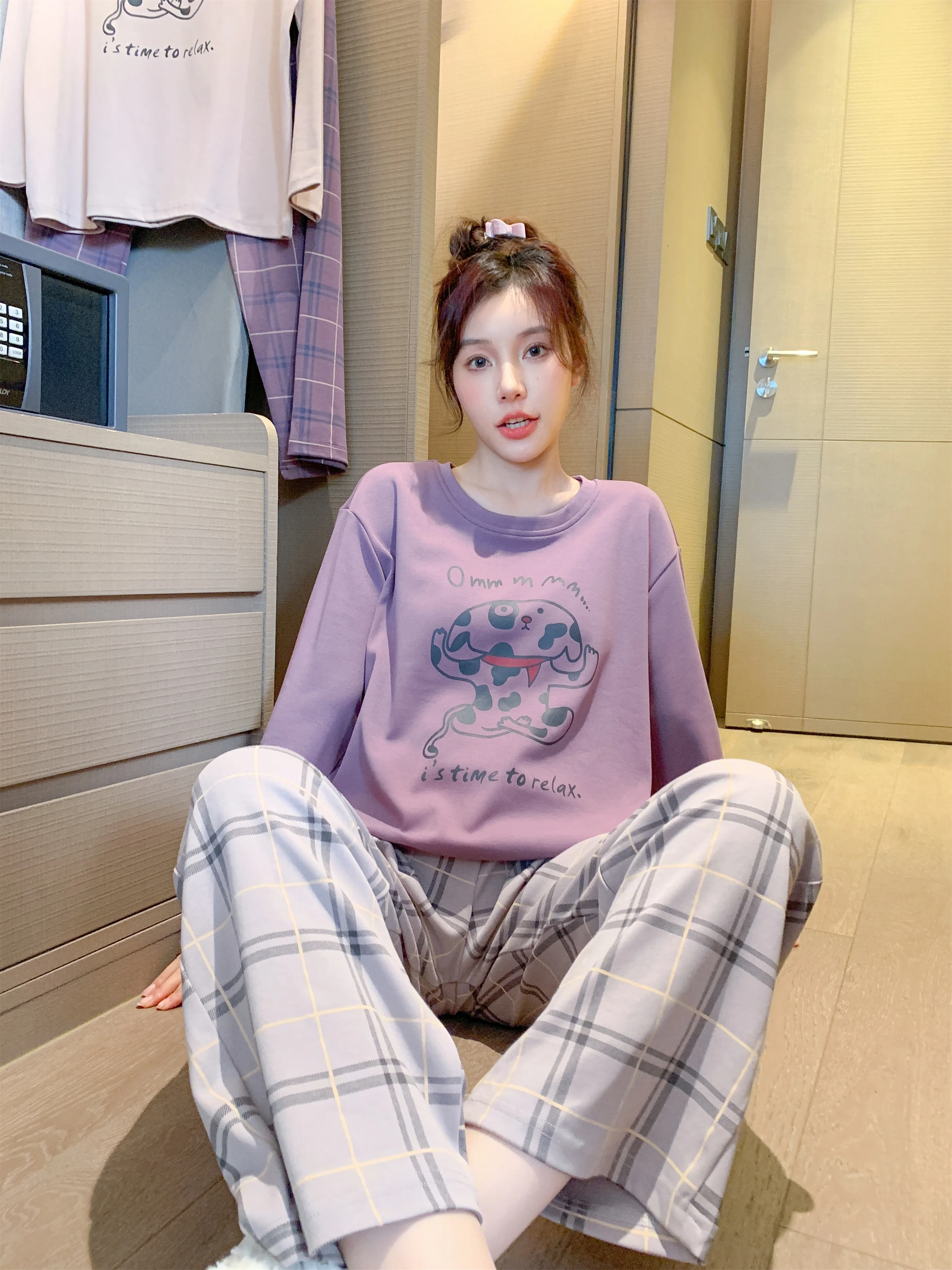 ElyraLux, ropa de dormir para mujer, conjunto de Pijama para mujer, ropa para el hogar, conjuntos de pantalones, pijamas para mujer, Pijama de otoño, ropa de manga larga ﻿