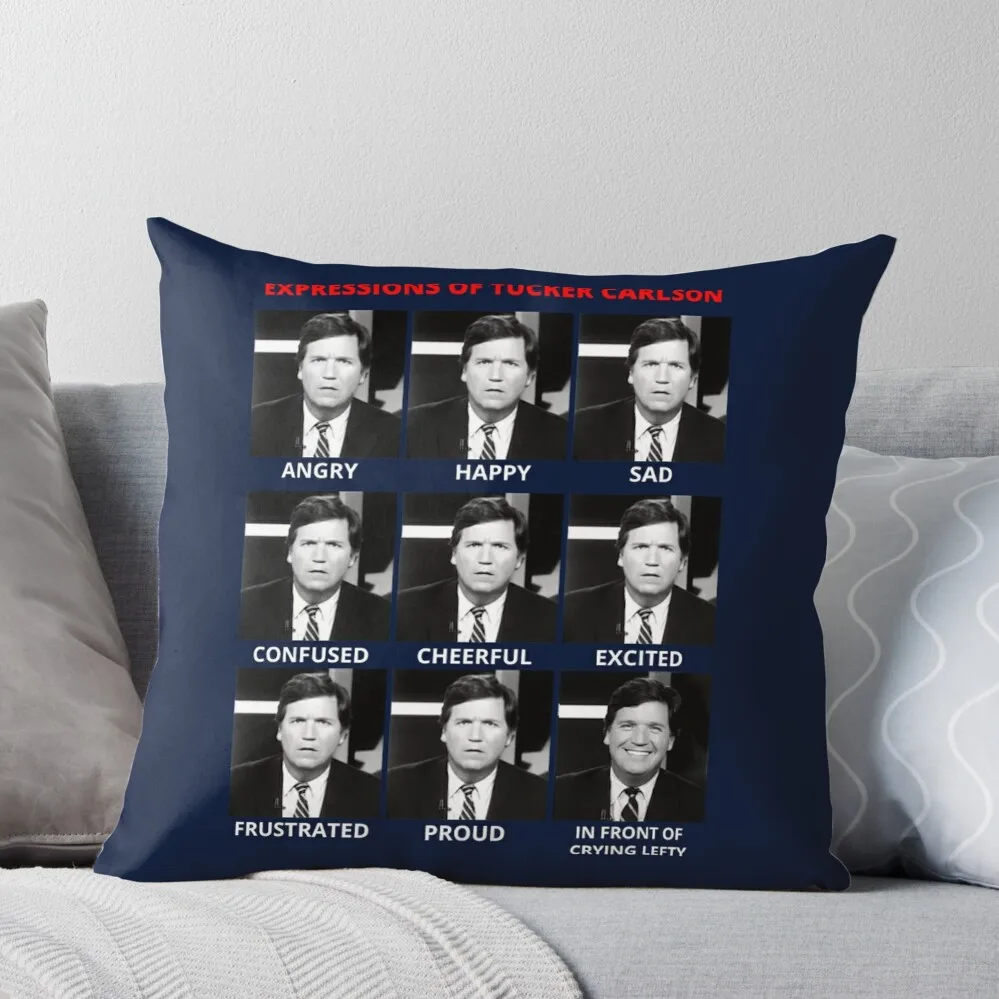 The Expressions of Tucker Carlson Throw Pillow Decorative Cushions For Luxury Sofa Christmas Pillow Covers Room decorating items