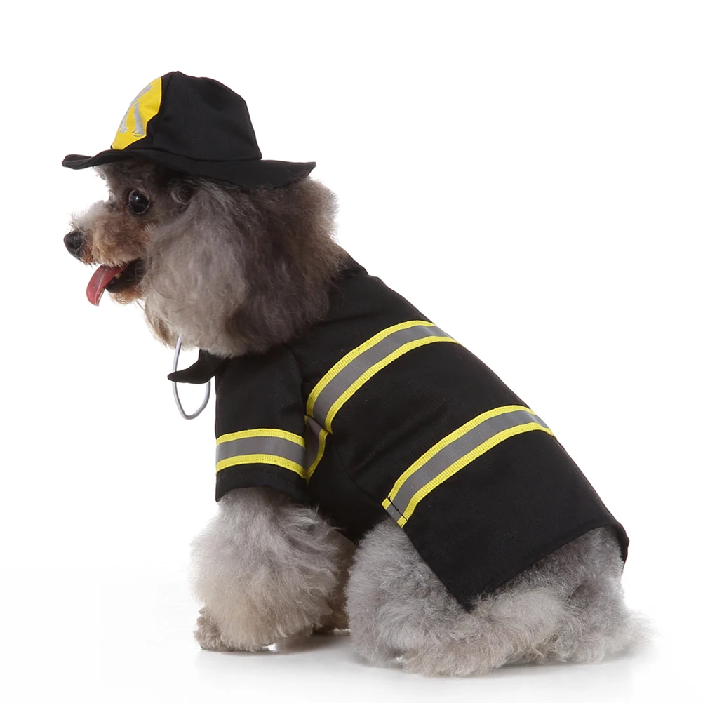 

Dog Costumes for Large Dogs Pet Holiday Suit Clothes Fireman Dog's Black Apparel