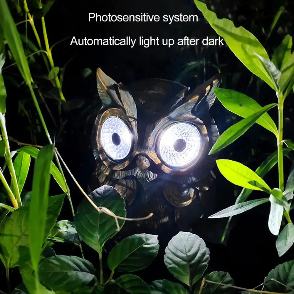 Outdoor Solar Light Intricate Resin Ornament Durable Solar Lamp Ornament Turtle Owl Snail Sculpture for Outdoor Garden