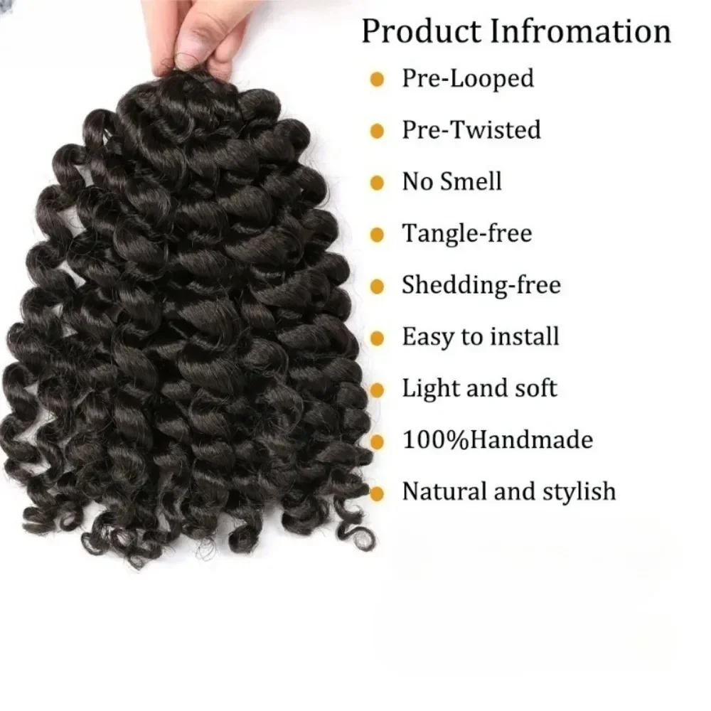 Synthetic Ombre Braiding Hair Jumpy Wand Curl Crochet Braids Hair Extension Jamaican Bounce Curly Hair 8IN 80g 20Strands/Pack