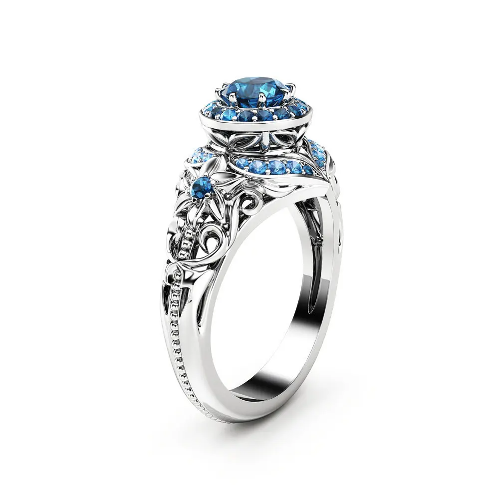 Best-selling new Sapphire is a flower ring cross-border source of explosive hand jewelry wholesale