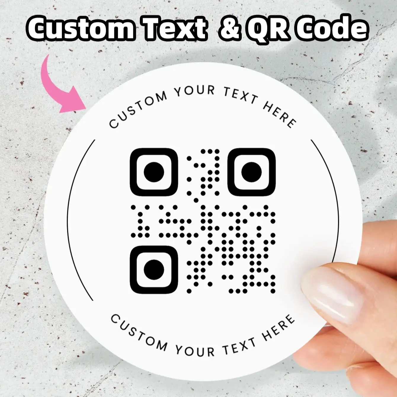 

1/50/100PCS custom QR code round stickers, can be printed with any text/image, perfect for parties, labels, and packaging.