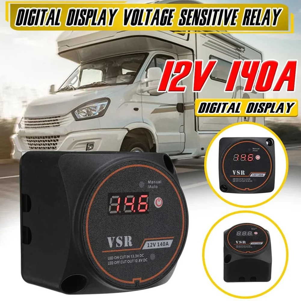 2Set Digital Display Dual Battery Lsolator 12V 140A Voltage Sensitive Split Charge Relay for Car RV Yacht