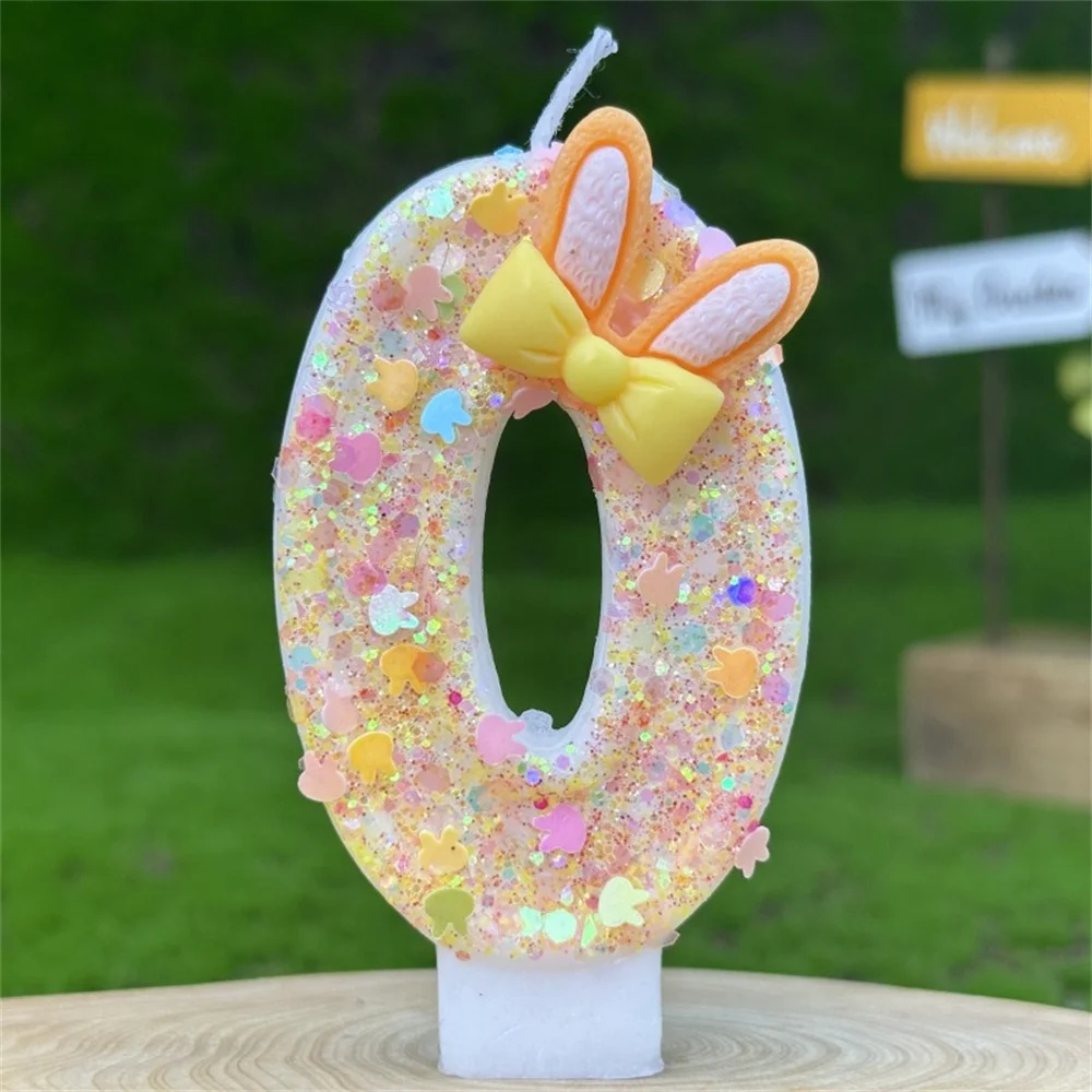 1 pz simpatico coniglio compleanno candela cake topper colori numero 5 candela fiocco nodo candela digitale compleanno decorazione della festa