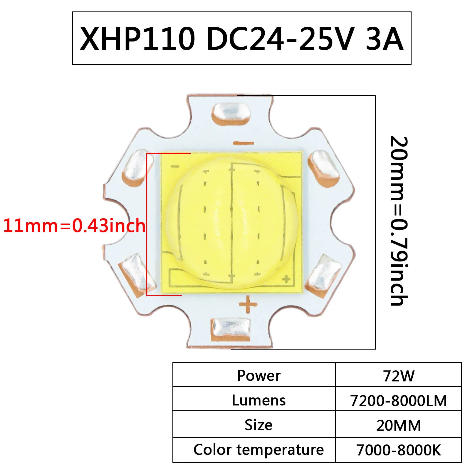 LED Chip COB Lamp Beads XHP110 3A 9A 12A 24A 54W 72W DC3-5V DC6-8V DC24-25V LED For Flashlight Headlight Car Lighting DIY