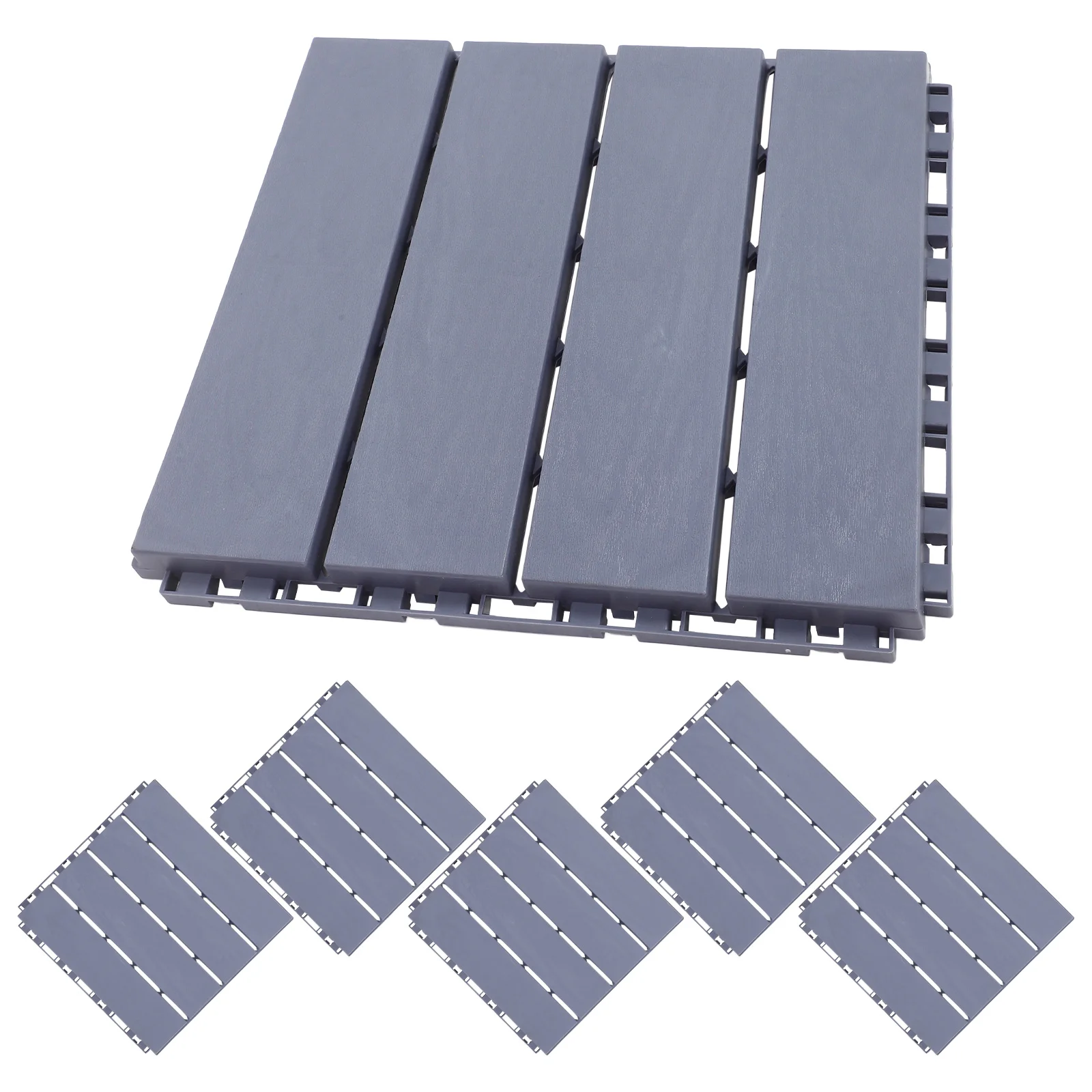 

6 Pcs Plastic Floor Tiles for outside Walkway Outdoor Patio Flooring Grey Balcony Covering