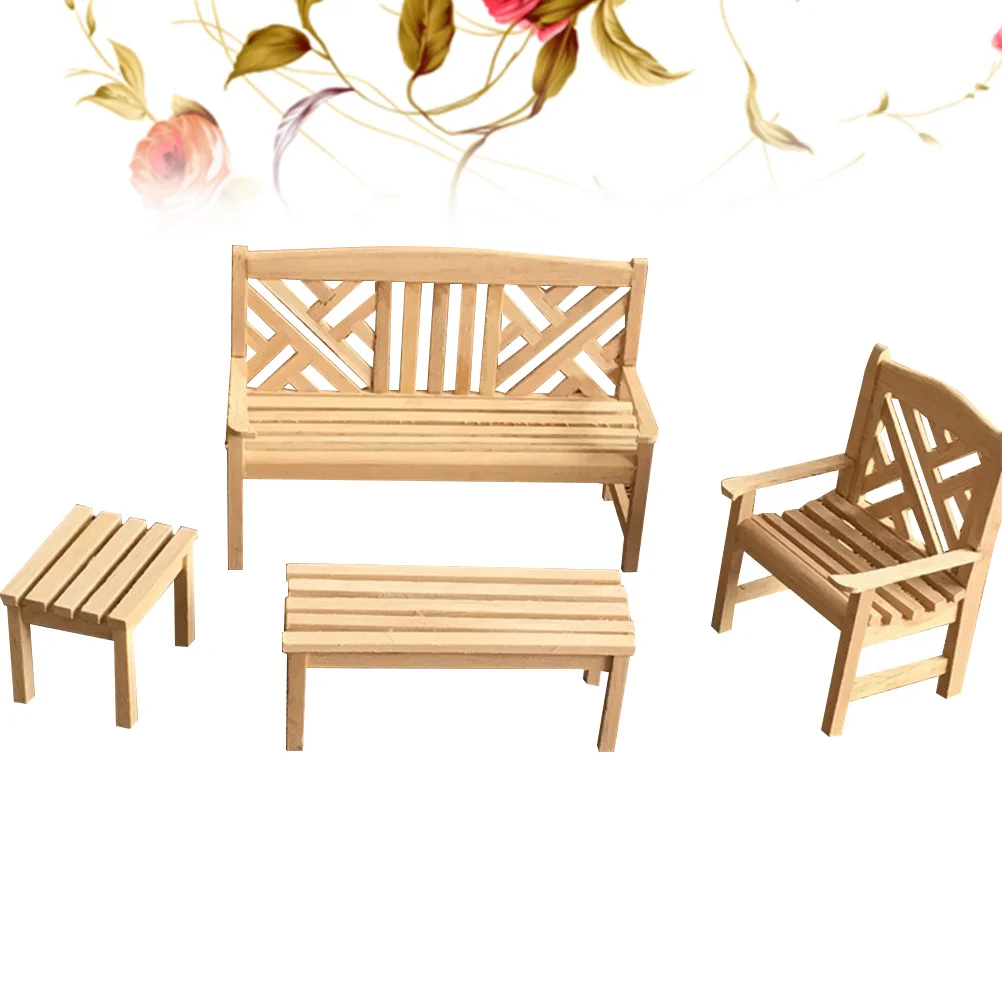 4 Pcs Kid Pretend Play Toy 1/12 Mini Adornment Furniture House Accessories Bamboo