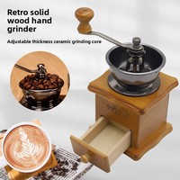 New Retro Wooden Classical Hand-cranked Coffee Bean Grinder Portable Hand Manual Wood Coffee Mill Grinder For Home Use & Travel