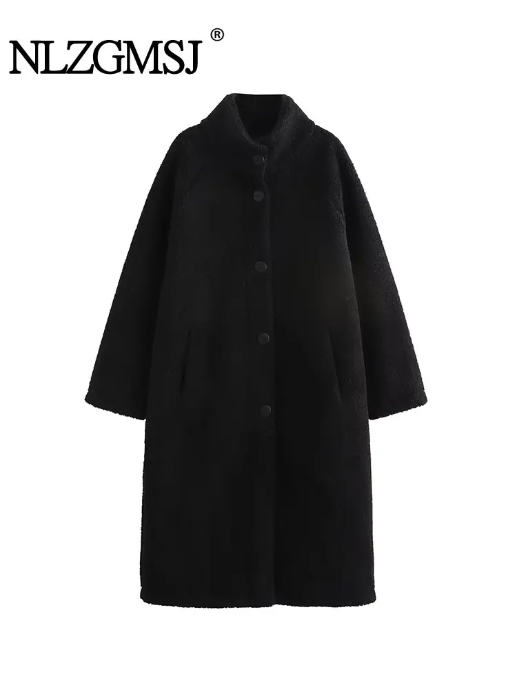 

2024 Winter Woman Fleece Coat Women's Jacket Long Sleeve Warm Woolen Coat Chic Fashion Streetwear Outerwears