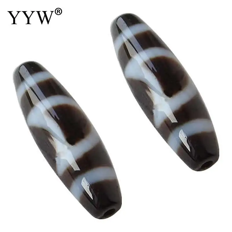 1PC Natural Tibetan Agate Dzi Beads Oval Sun And Moon Two Tone Grade AAA 13x39mm Jewelry Handmade Making DIY Necklace Bracelet