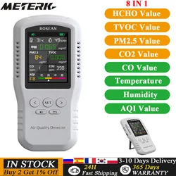 8 In 1 Professional Air Quality Detector CO2 CO HCHO TVOC PM2.5 Temperature Humidity Test AQI Monitor High Accuracy Gas Analyzer