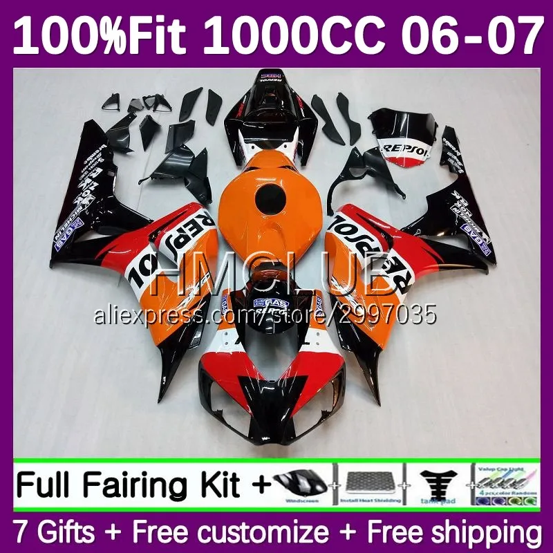 Repsol Orange OEM Fairing For HONDA CBR-1000 1000CC CBR1000RR 06 07 20No.0 CBR1000 CBR 1000 RR CC 1000RR 2006 2007 Injection Kit