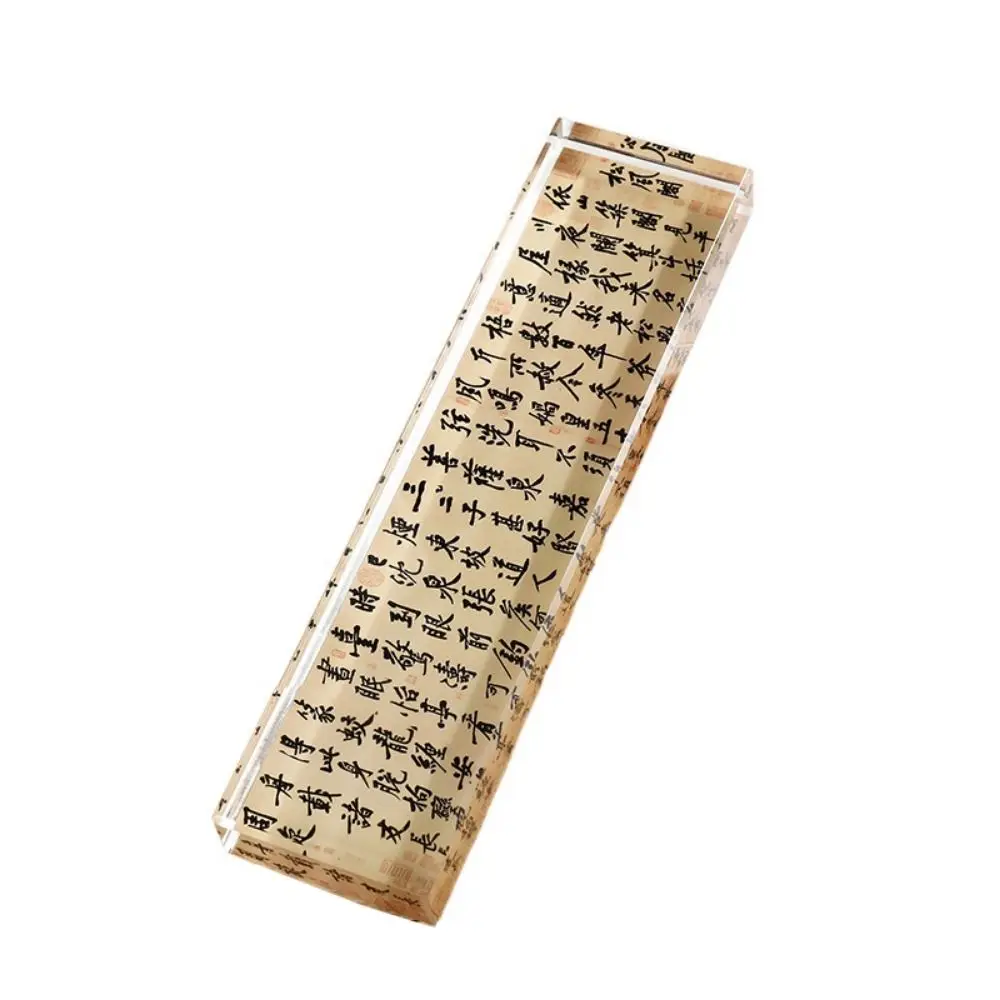 Heavy Enough Clear Crystal Paperweight Pressing Paper Flat Rectangle Chinese Calligraphy Paperweight Smooth Surface