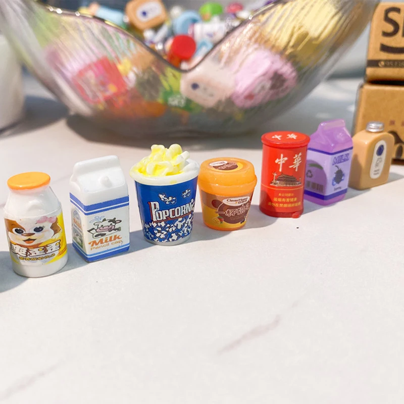 5 Stuks Schattige Miniatuur Poppenhuis Supermarkt Voedsel Snacks Mini Cake Drank Voor Pop Keuken Accessoires