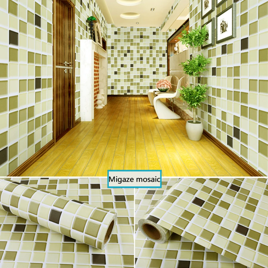 Self Adhesive Mosaic Wallpaper PVC Bathroom Waterproof Moisture-Proof Decorative Film High Temperature Kitchen Wall Stickers