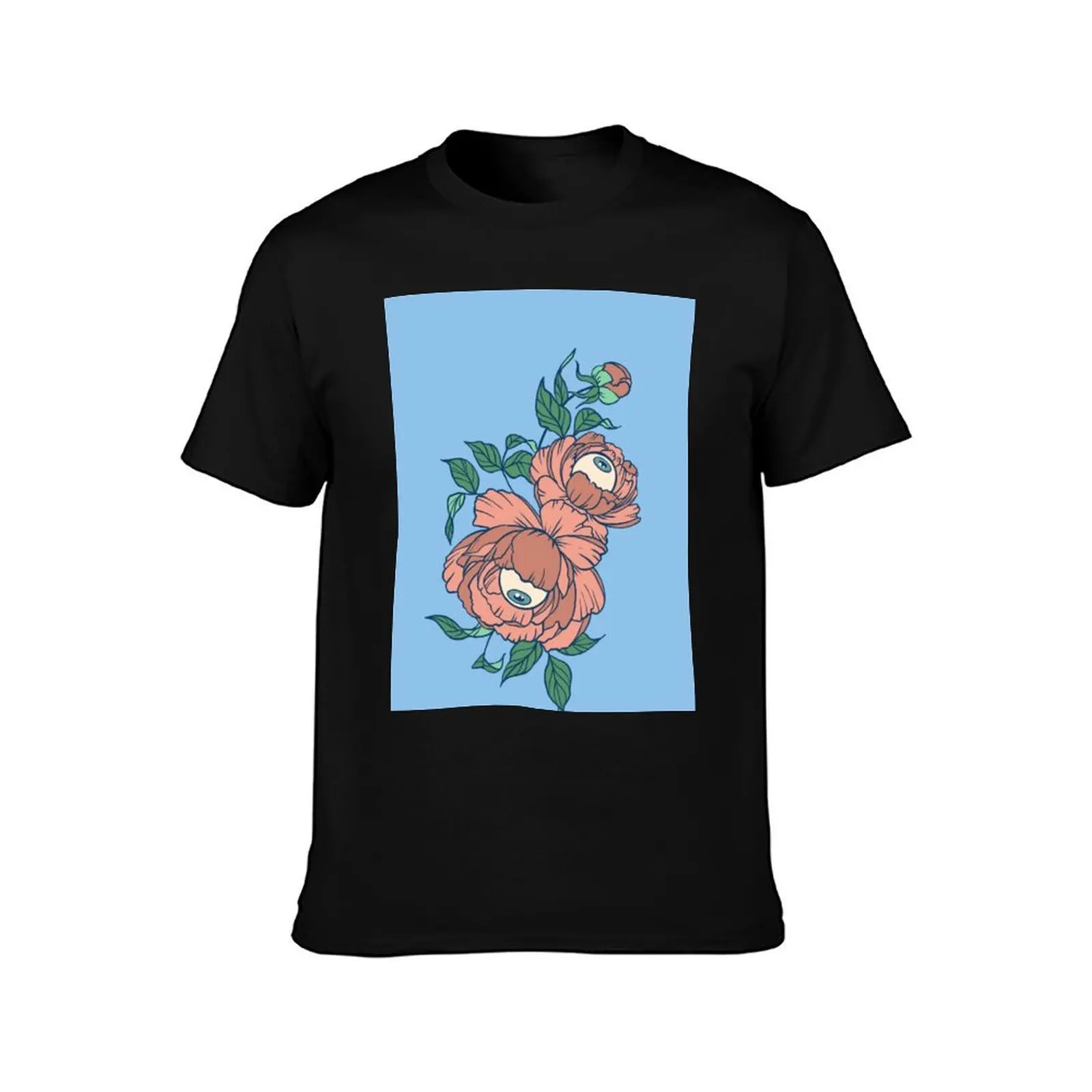 Peeping Peonies T-Shirt oversized graphic tee anime figures mens plain t shirts