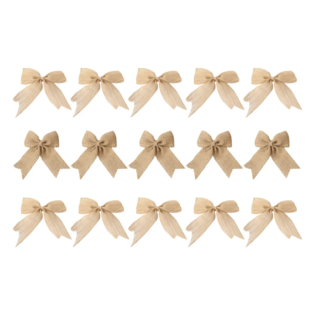 

15Pcs Bowknot Decoration DIY Linen Bowknot Party Adornment Christmas Tree Pendants Home Adorn Bowknots Festival Bow Ornament