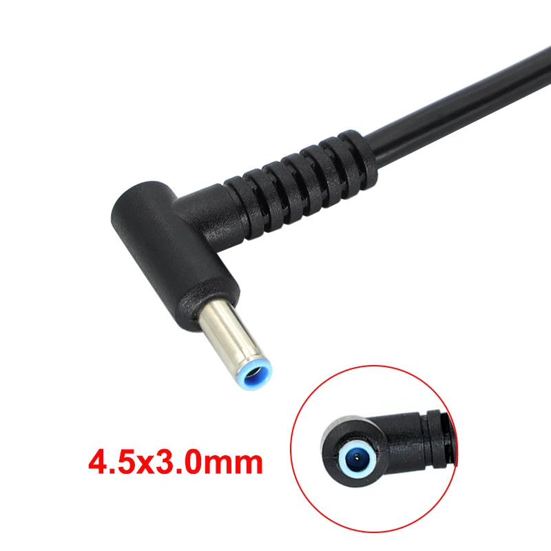 5.5x2.1mm Female to 4.5x3.0mm Male DC Power Charger Converter Adapter Right Angle Cable For HP Laptop Blue Tips