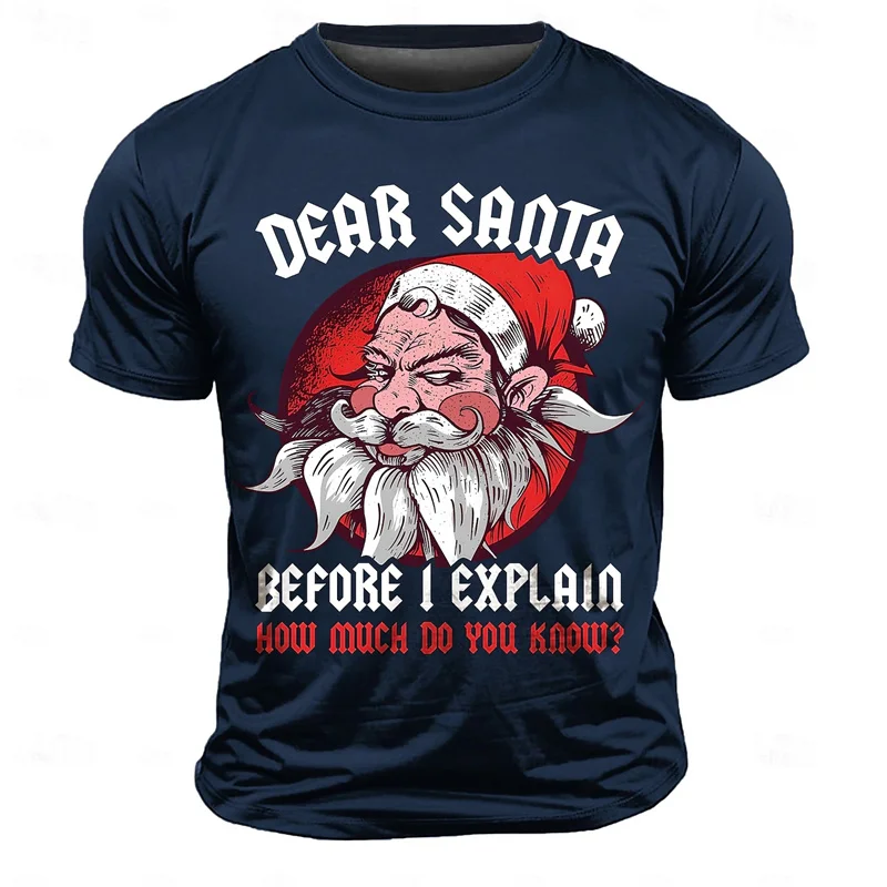 Cartoon Santa Claus Pattern T Shirt For Men Cool Christmas 3D Printed Tees Summer Casual Short Sleeve O-Neck Tops Loose T-Shirts