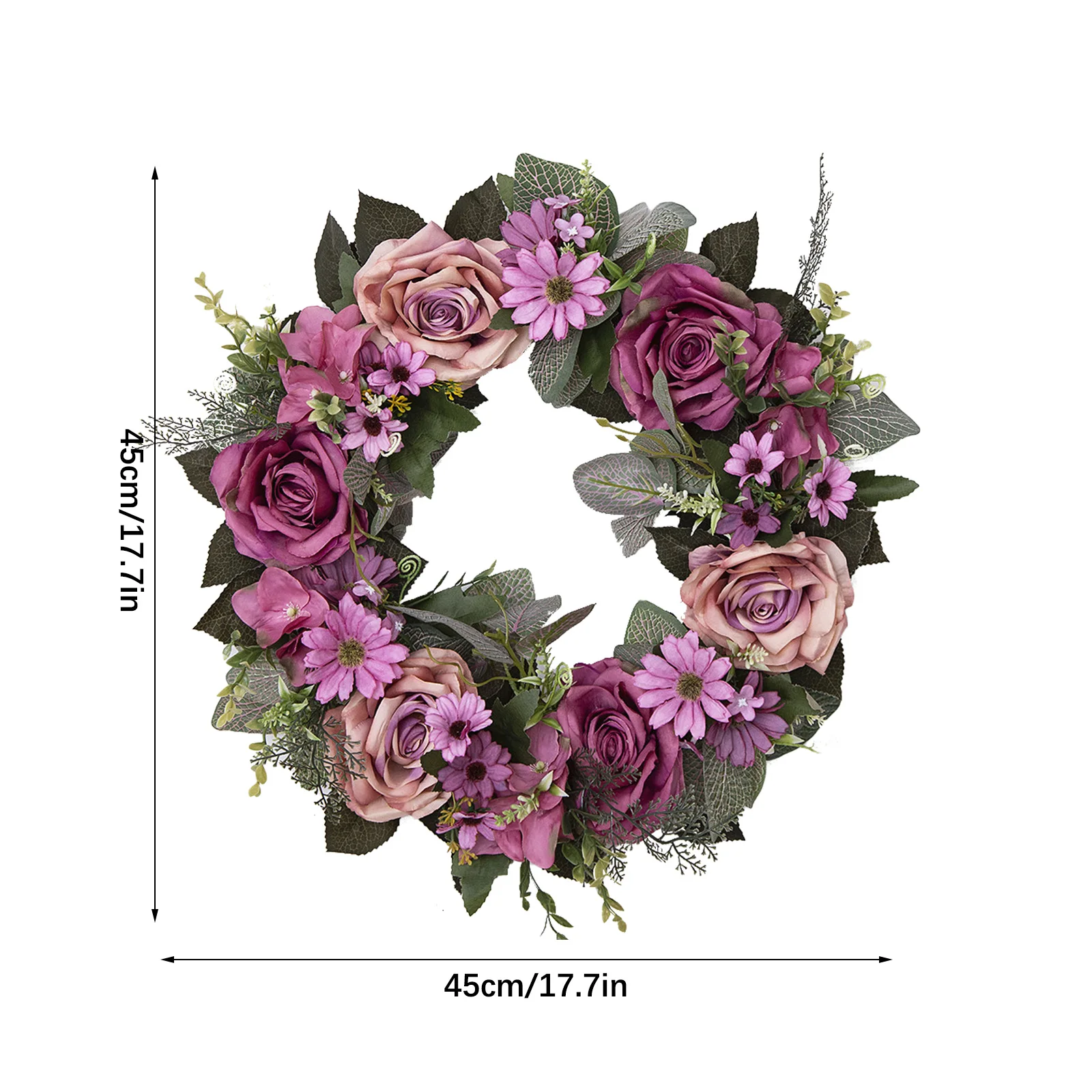 Fake Flower Door Decoration Plastic Simulated Rose Ring Romantic Background Window Decor Wreath For Wedding Party