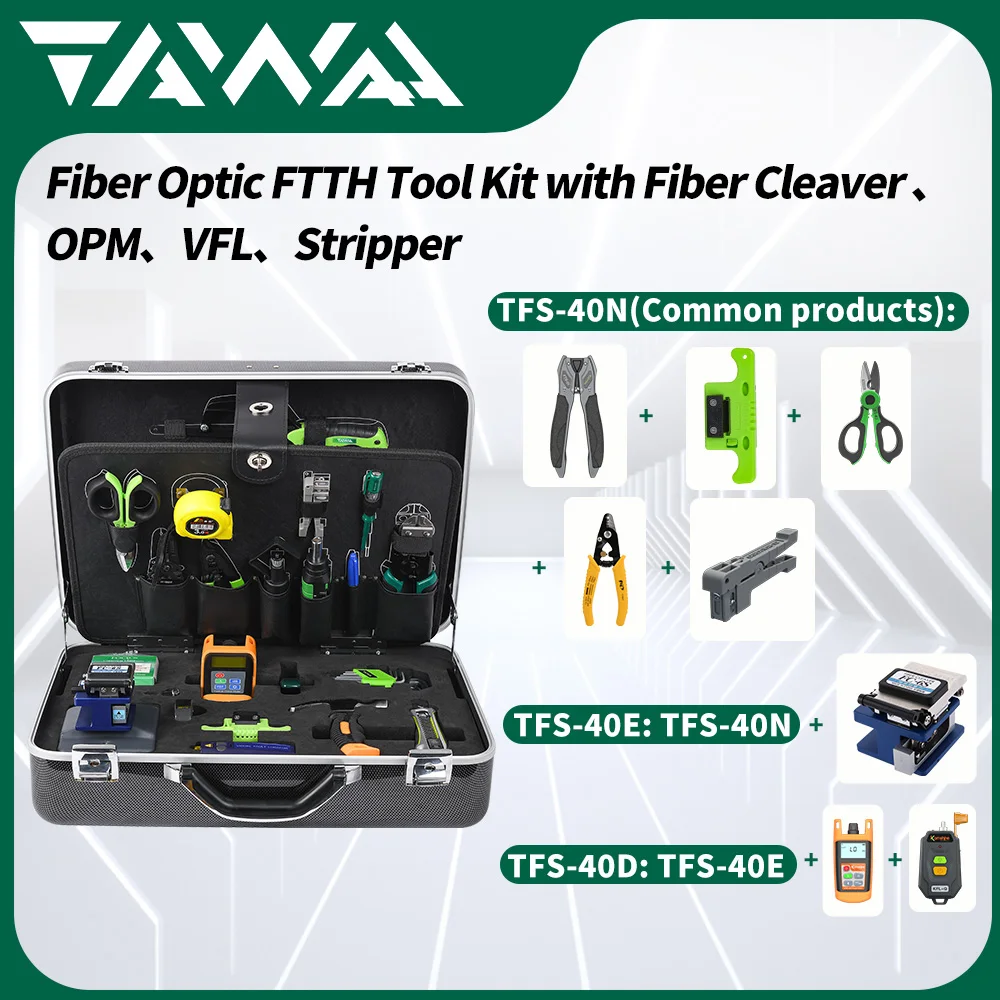 

Universal Fiber Optic Fusion Splicing Toolkit TFS-40D, Installation and Termination Toolkit, KCS-1, 45-162 Stripper, Power Meter