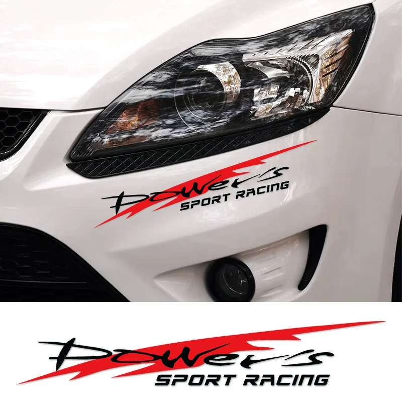 

1PC Car Exterior Headlight Sticker: "POWER'S SPORT RACING" Theme, Great for Boosting Visual Appeal