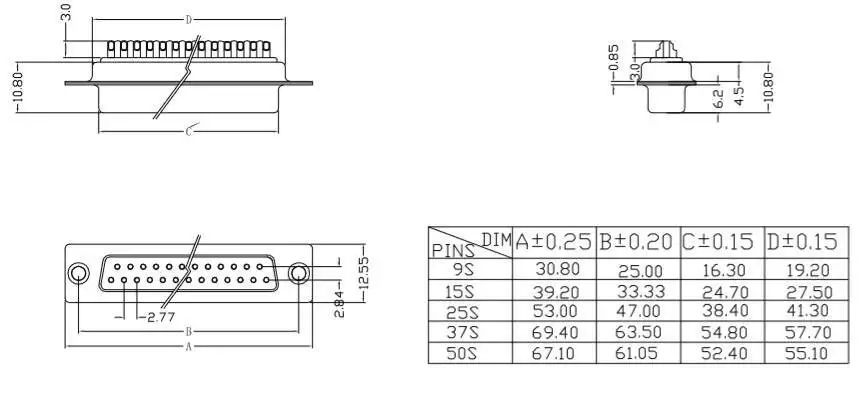 5 Stück DB Stecker und Buchse, Löttyp, serieller Anschluss DB9/15/25/37 Pin RS232-Schnittstellenbuchse COM – Detail 1