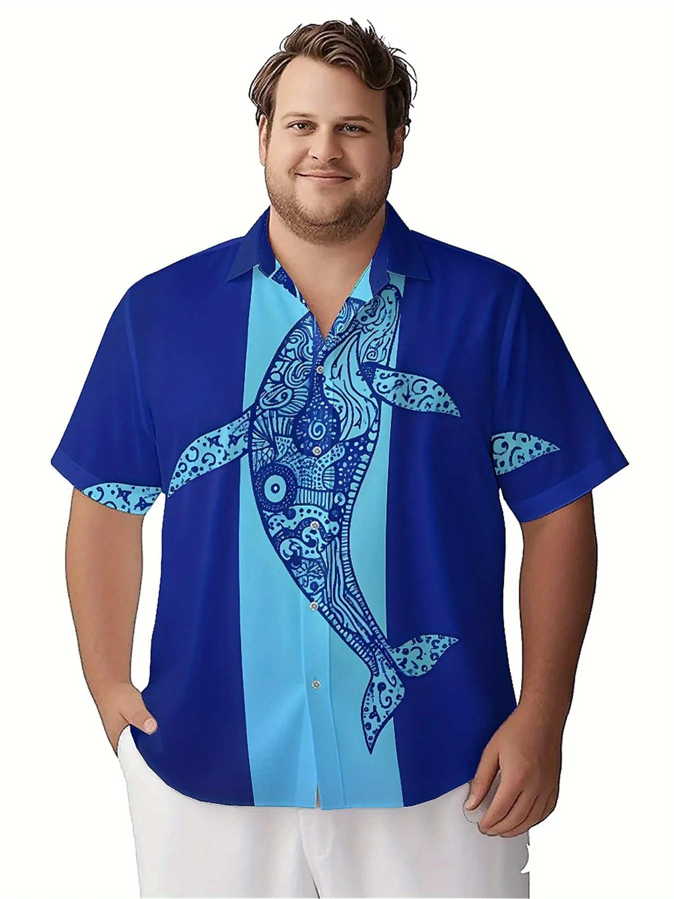 قمصان هاواي للرجال مقاس كبير بنمط روح الحوت في أعماق البحار، قمصان صيفية غير رسمية، مناسبة للاستخدام في الهواء الطلق والحفلات، ملابس الشارع