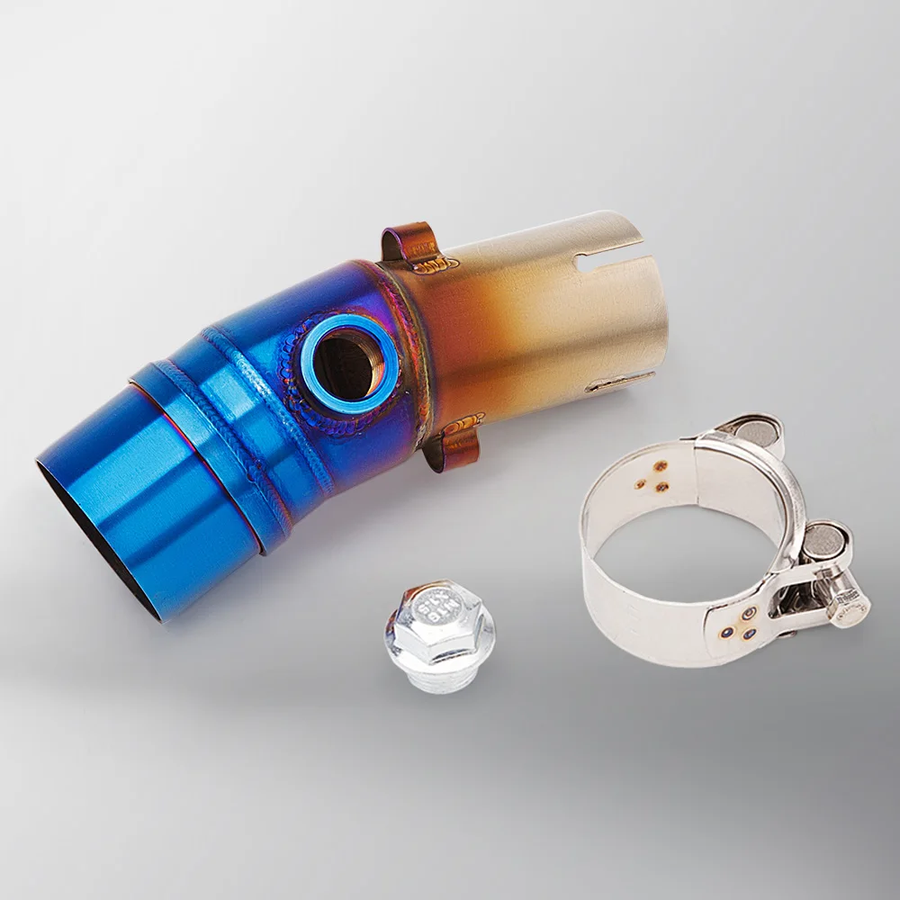 

For ER6N ER6F Ninja650 650R Z650 Exhaust Motorcycle Mid Pipe Connector Tube Half Blue Stainless Steel Exhaust Piep 51mm