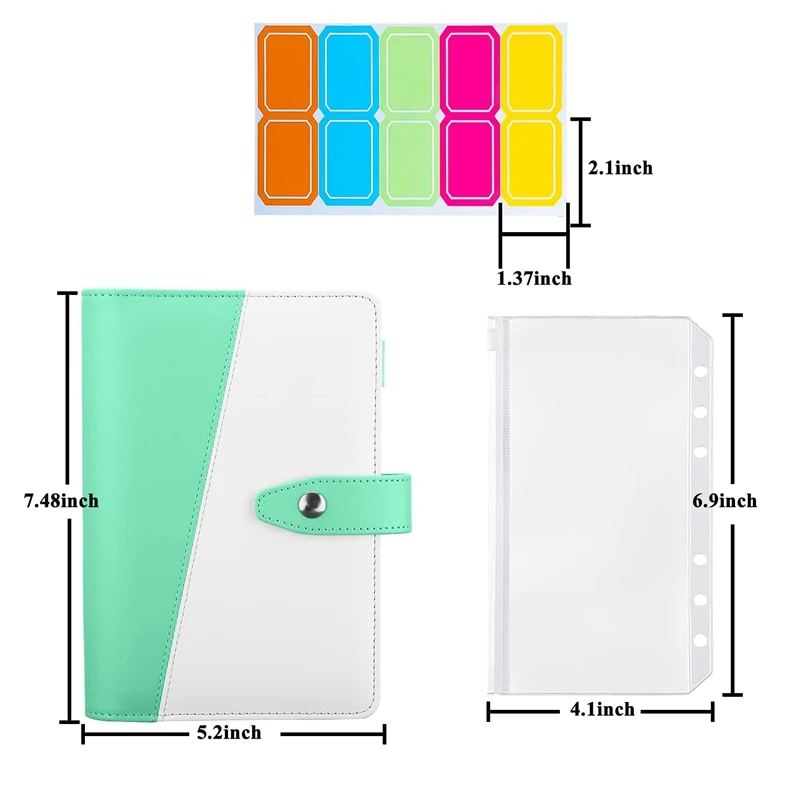 A6 PU 6-Ring Binder Budget Cover A6 Binder Pockets Expense Budget Sheets For Money Saving Cash Envelopes System